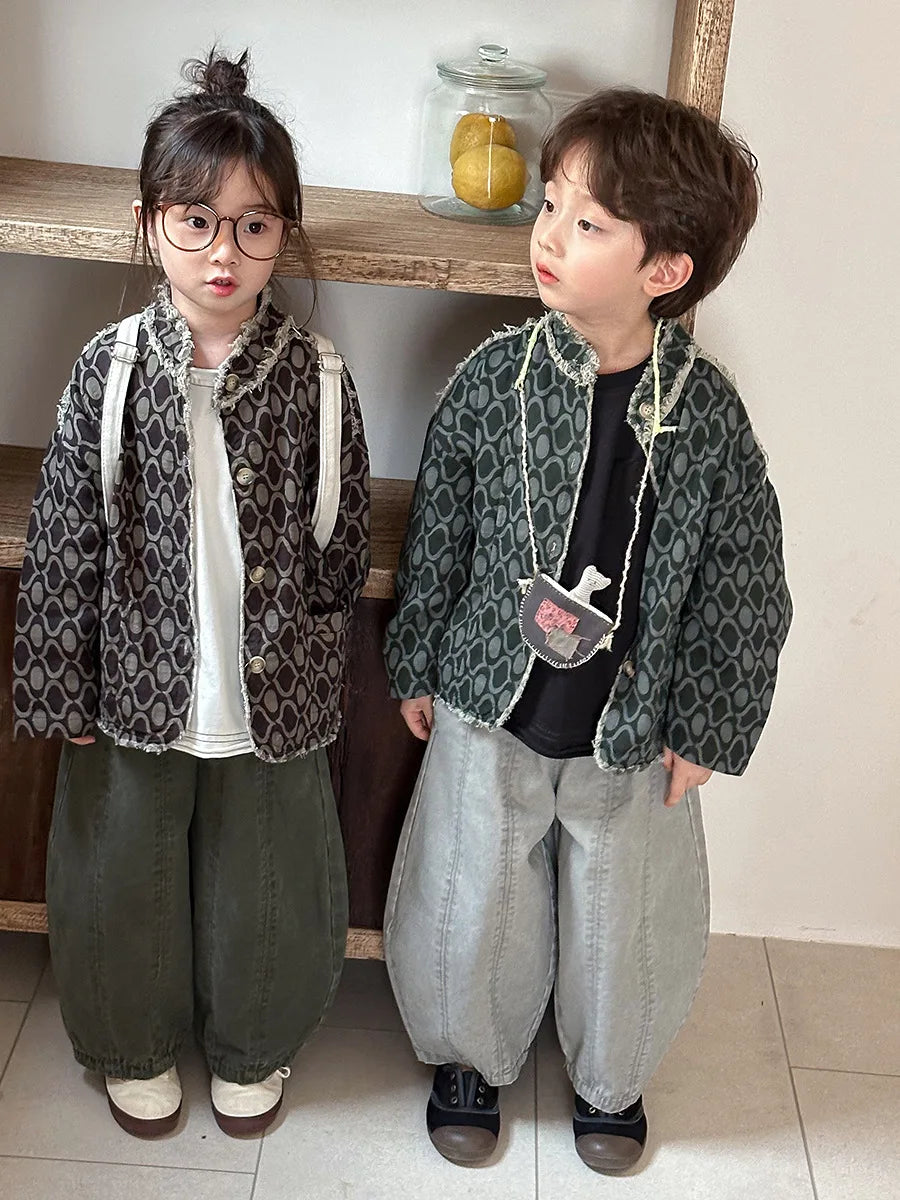 Children Clothes Kids Casual Loose Pants 2025 Boys Spring Loose Wide Legs Solid Color Fashionable Simple Kids Trousers