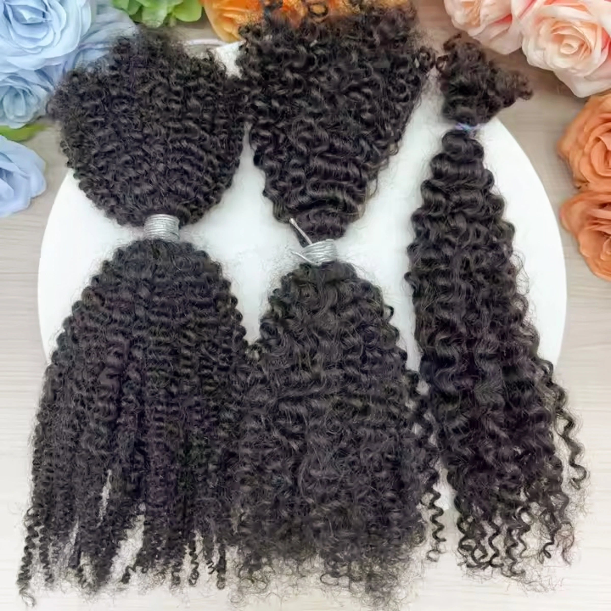 1B# 4C Afro Kinky Curly Human Hair Bulk Extension