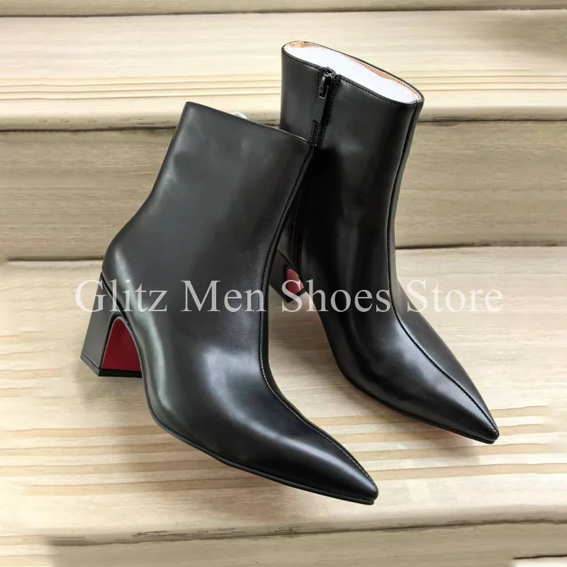 Pointed Chunky Heel Boots