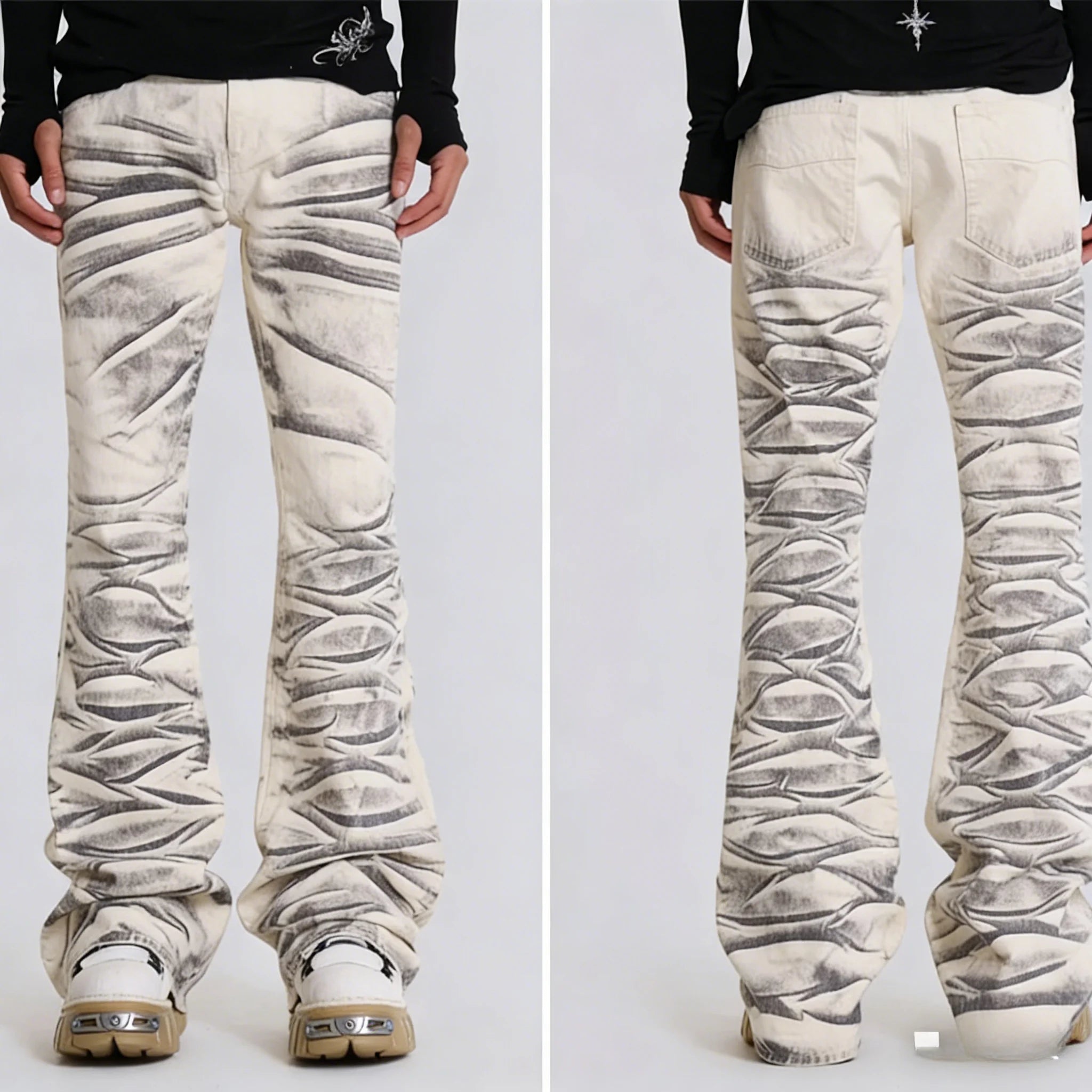 Wings Embroidered High-Waist Jeans