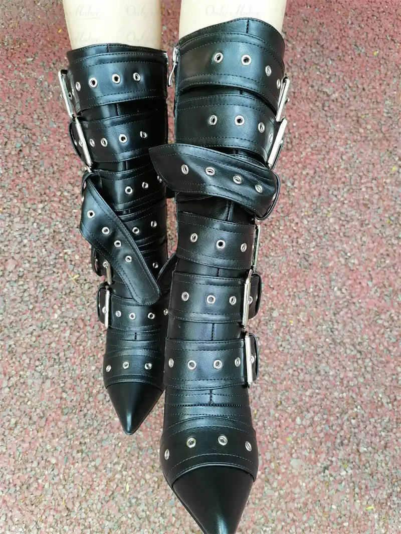 Pointed Toe Mid-Calf Boots