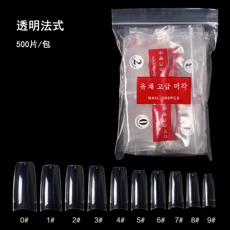 1Bag(600Pcs)Natural Stiletto Practice Nail Tips 10Size Half Cover Fake Acrylic Tip UV Gel Extension Press On Nails Manicure Tool