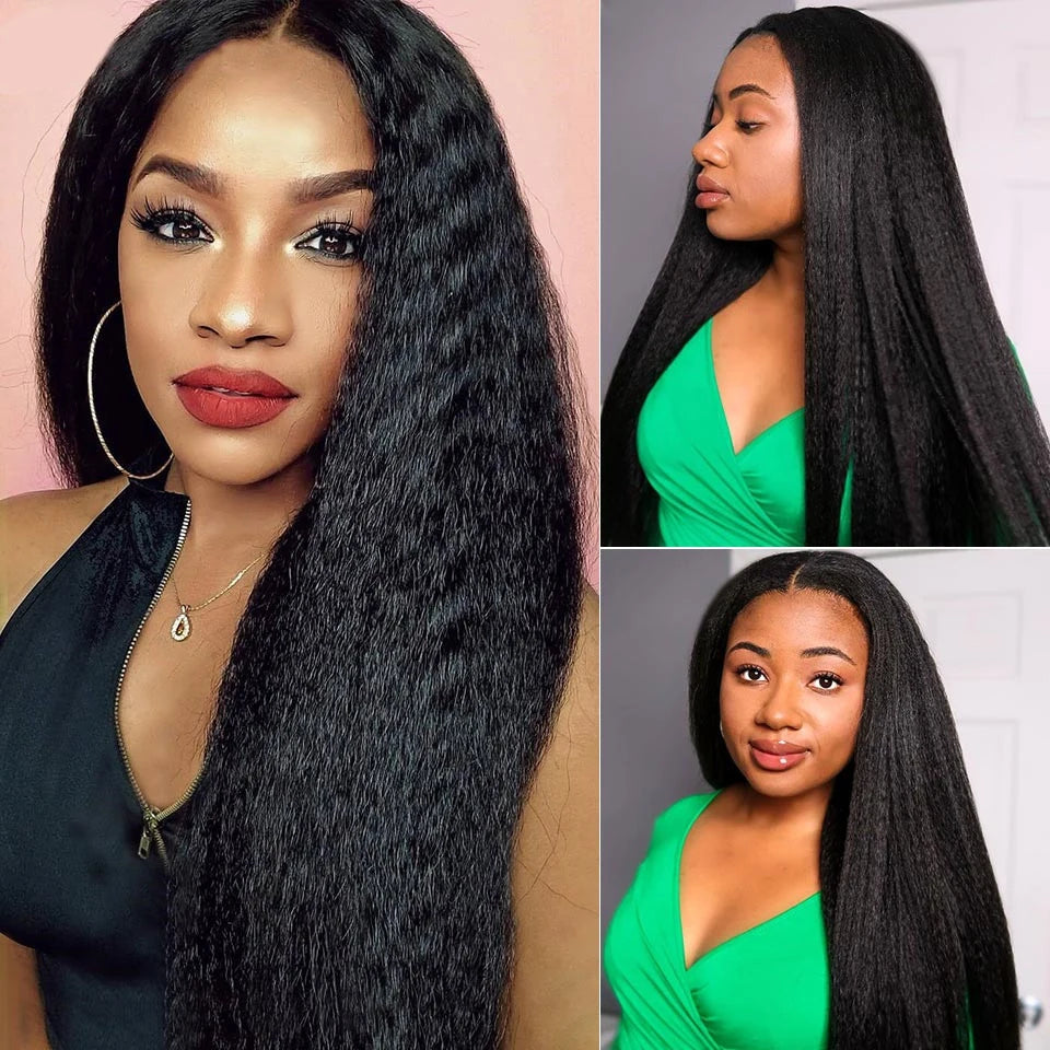 Peruvian Yaki Straight Hair Bundles 100% Human Hair Extensions Kinky Straight Virgin Hair Weave Bundles Deal Double Weft Bulk