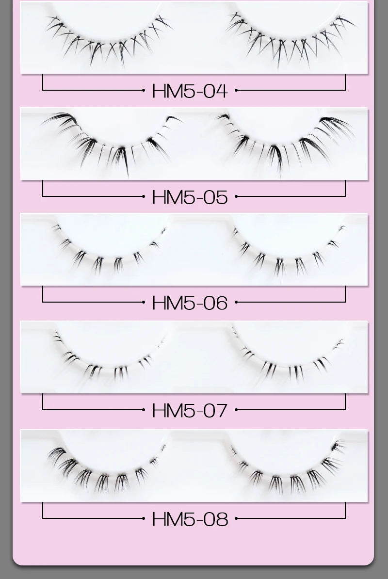 10Pairs Bottom Eyelashes Manga Lower Lashes Clear Band Wispy Small Flame Under Eye Lashes Korean Makeup Cosplay Tools