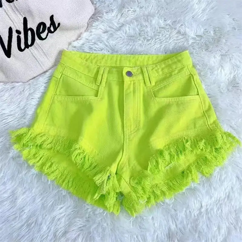 Tassel High Waist Denim Shorts