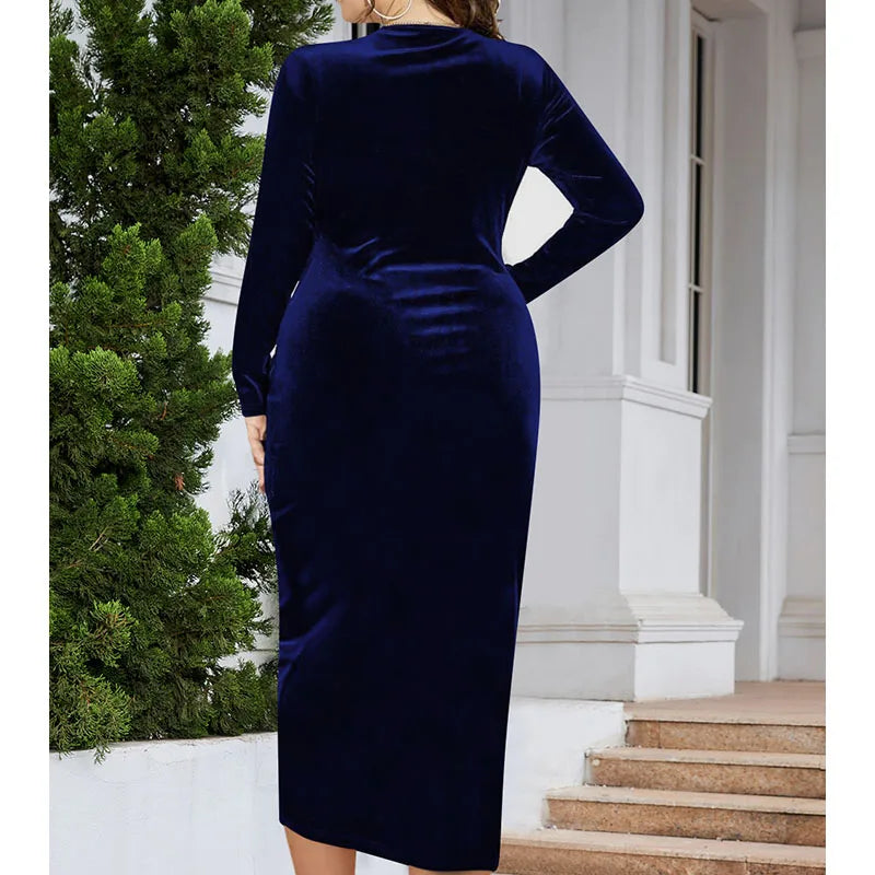 Velvet Ruched Bodycon Dress