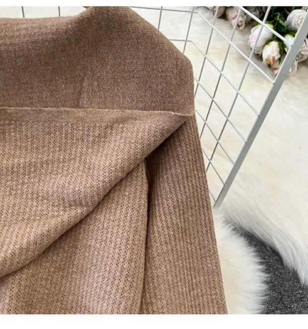 Zipper Hooded Slim Fit Knitted Sweatshirt Set