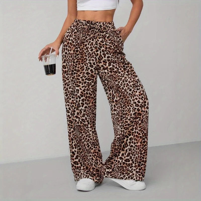Leopard Print Straight Leg Pants