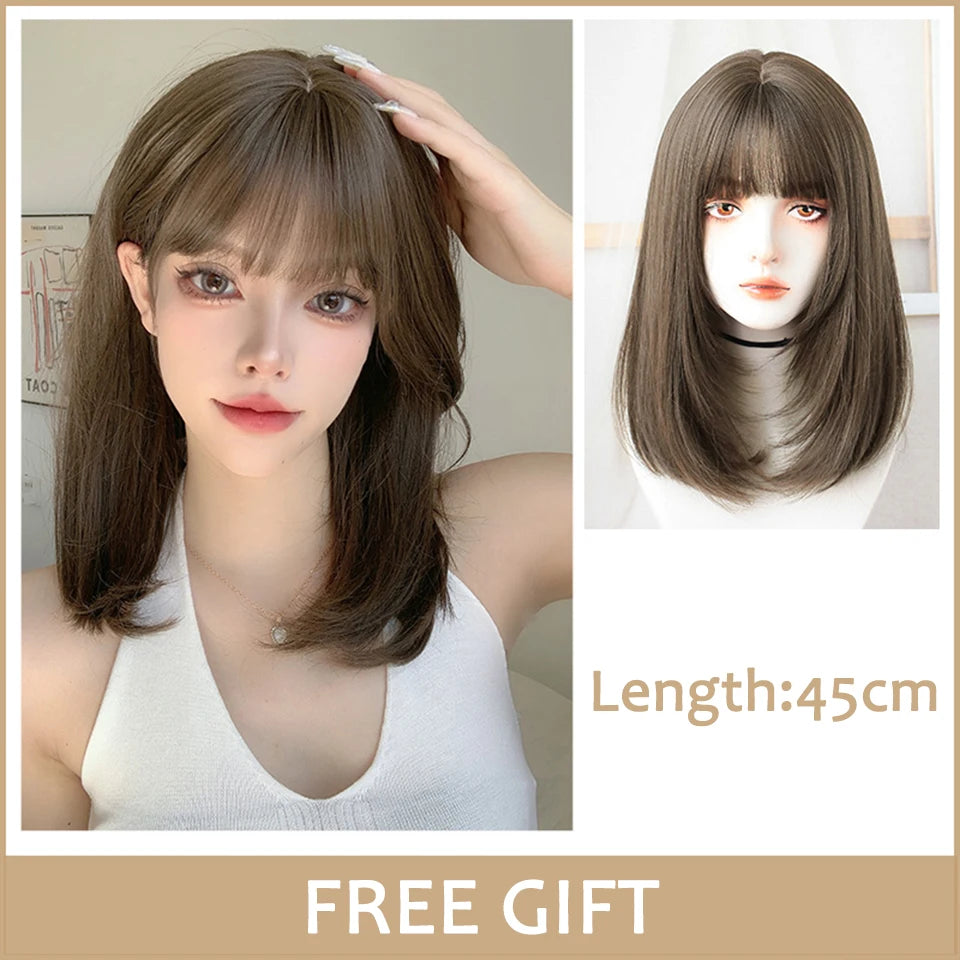 Bang Long Natural Wavy Hair Wig