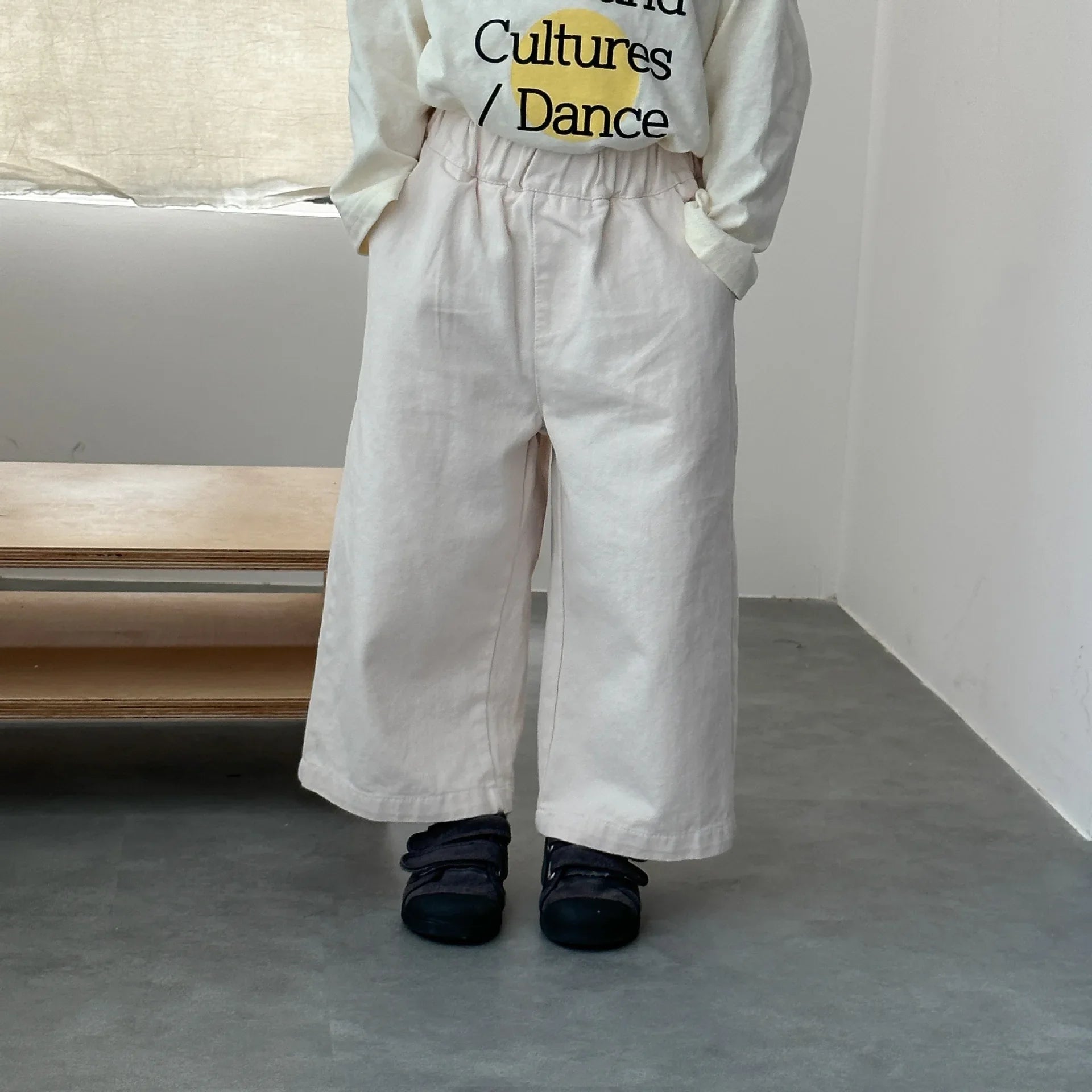 Autumn New Kids Wide Leg Pants 2-10Y  Cotton Loose Solid Color Fall Casual Baggy Trousers with Pocket Korean Children Clothes