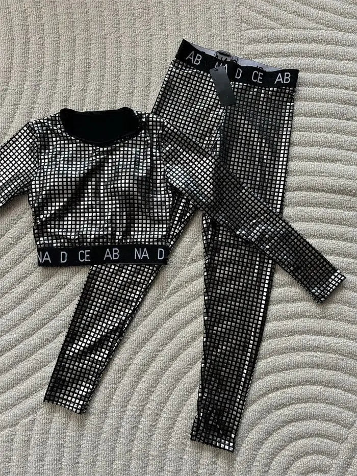 Sports Suit Designer Round Neck Long Sleeved Top Tight Pants Two-piece Set