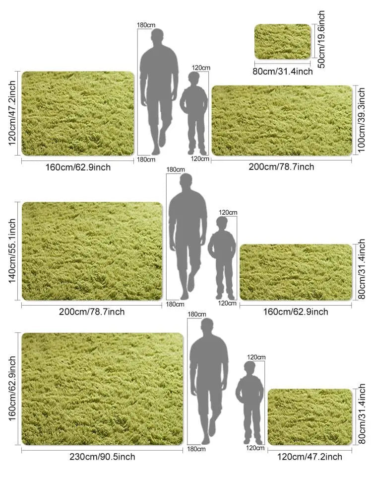 Shag Living Room Silk Wool Carpet