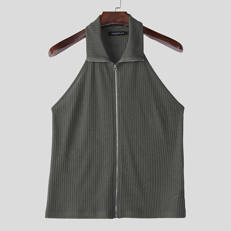 Knitted Texture Hanging Neck Top