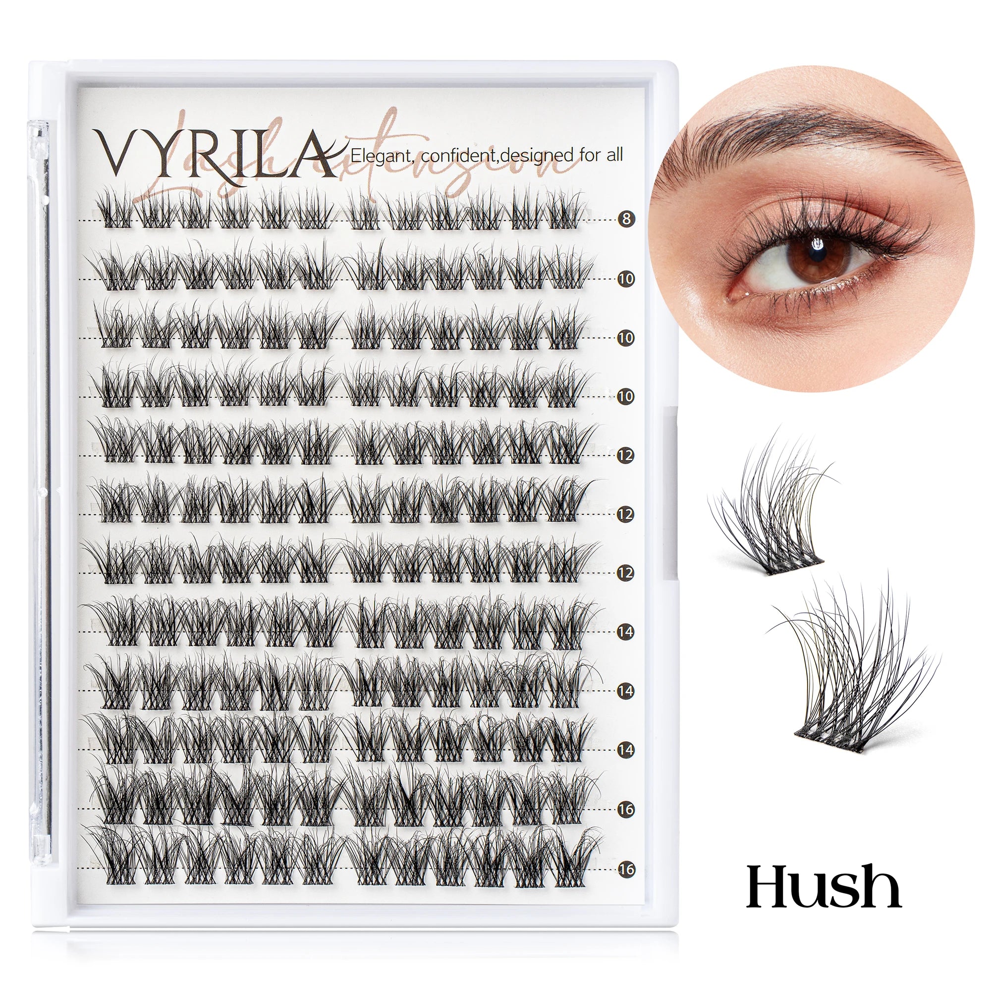 12lines Cluster Lashes 3D Fluffy Eyelash Clusters D Curl DIY Lash Extensions Super Thin Band Wispy Individual Lashes 8-16MIX