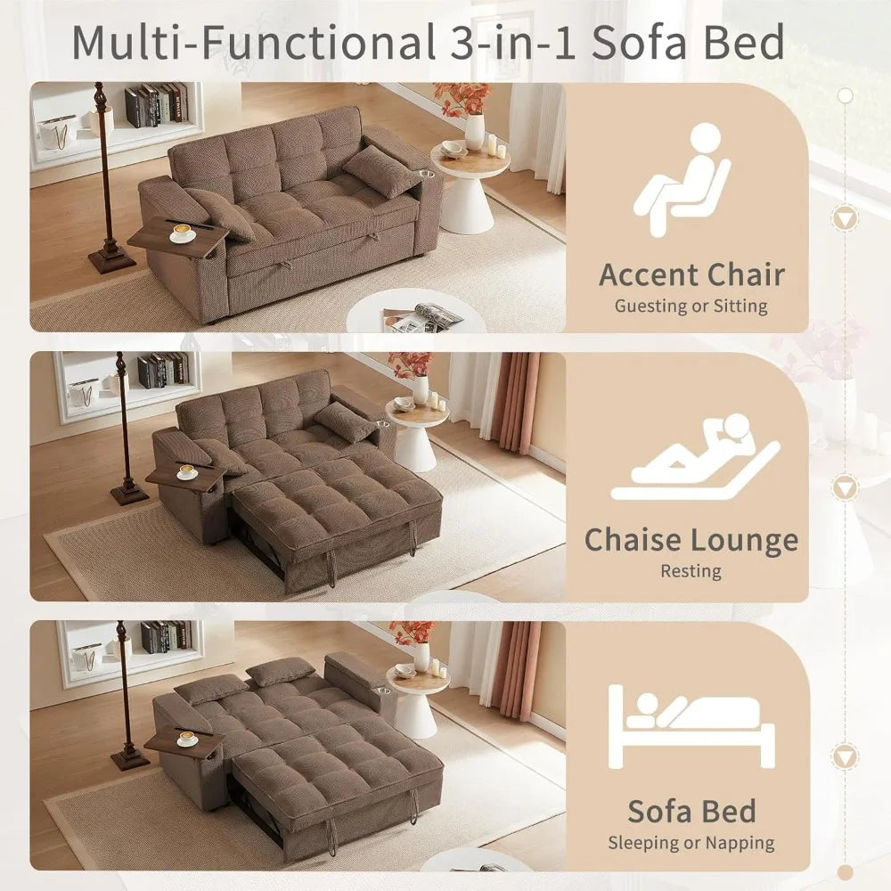 65'' 3-in-1 Folding Convertible Sofa Bed