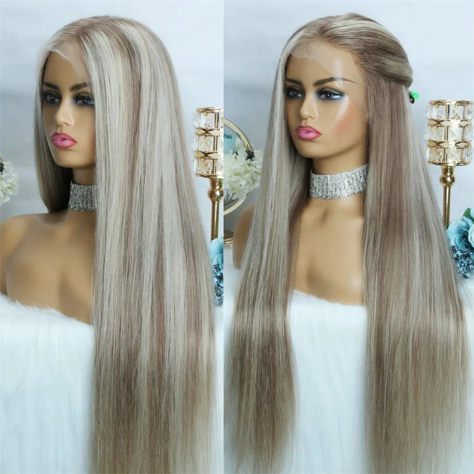 Ash Blonde Highlight Lace Frontal Wig