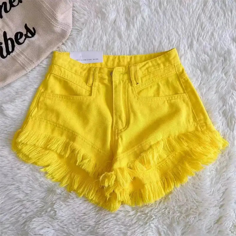 Tassel High Waist Denim Shorts