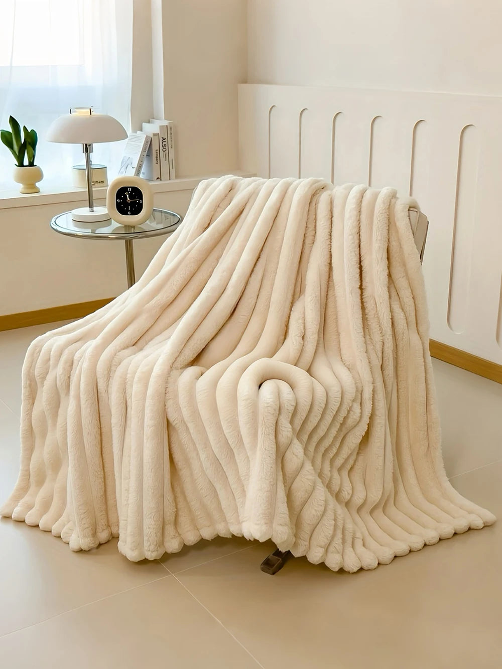 Faux Rabbit Fur Throw Blanket