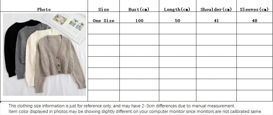 V Neck Cropped Cardigan Women Long Sleeve Twist Knitted Sweater Coats Autumn Winter Keep Warm Korean Fashion Jacket Cardigan