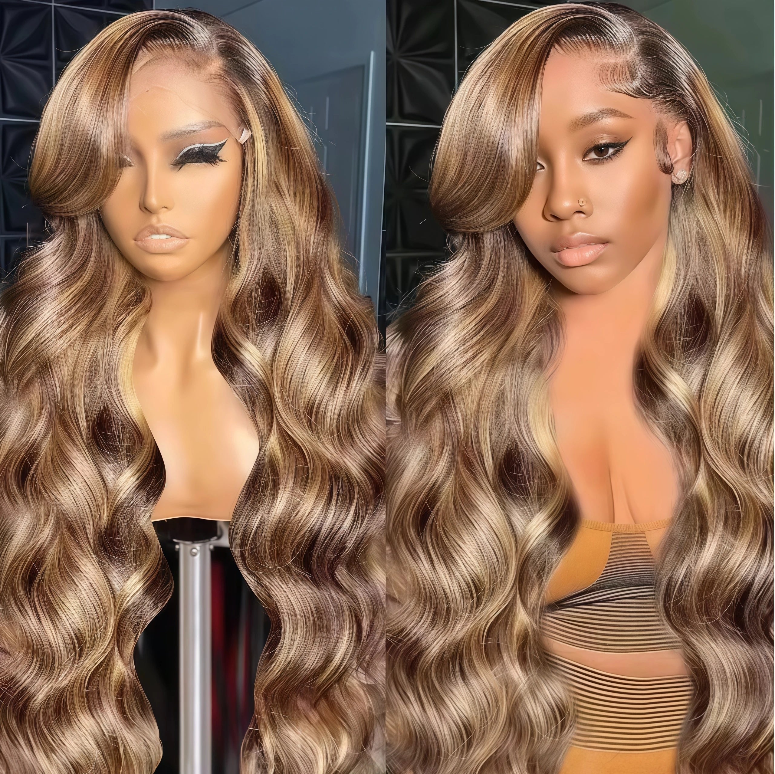 13x6 Glueless Highlight Hd Lace Frontal Wig Human Hair Ombre Colored Honey Blonde Human Hair Wigs Body Wave For Women 5x5 4x4