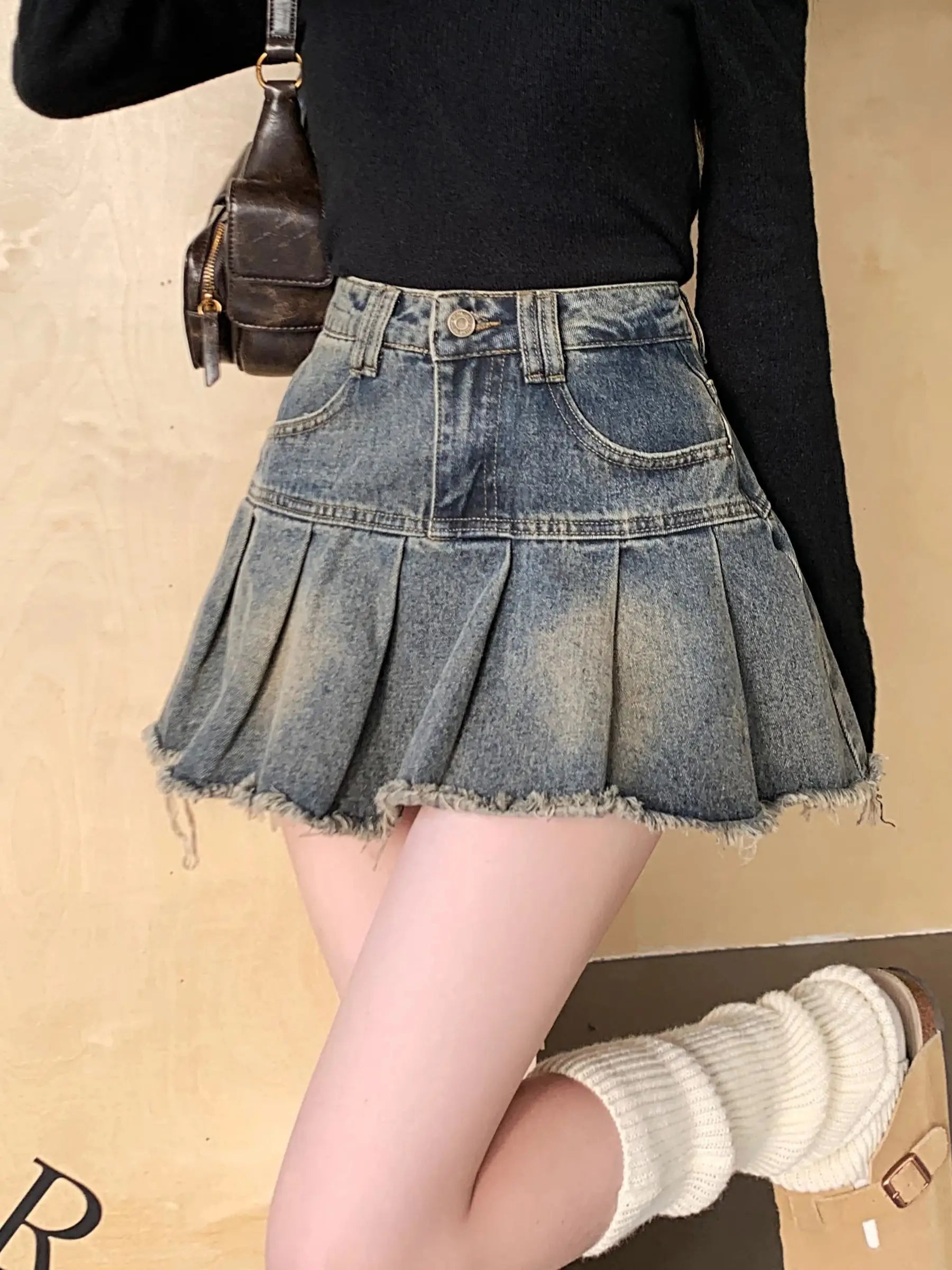 High Waist Denim Short Skirt