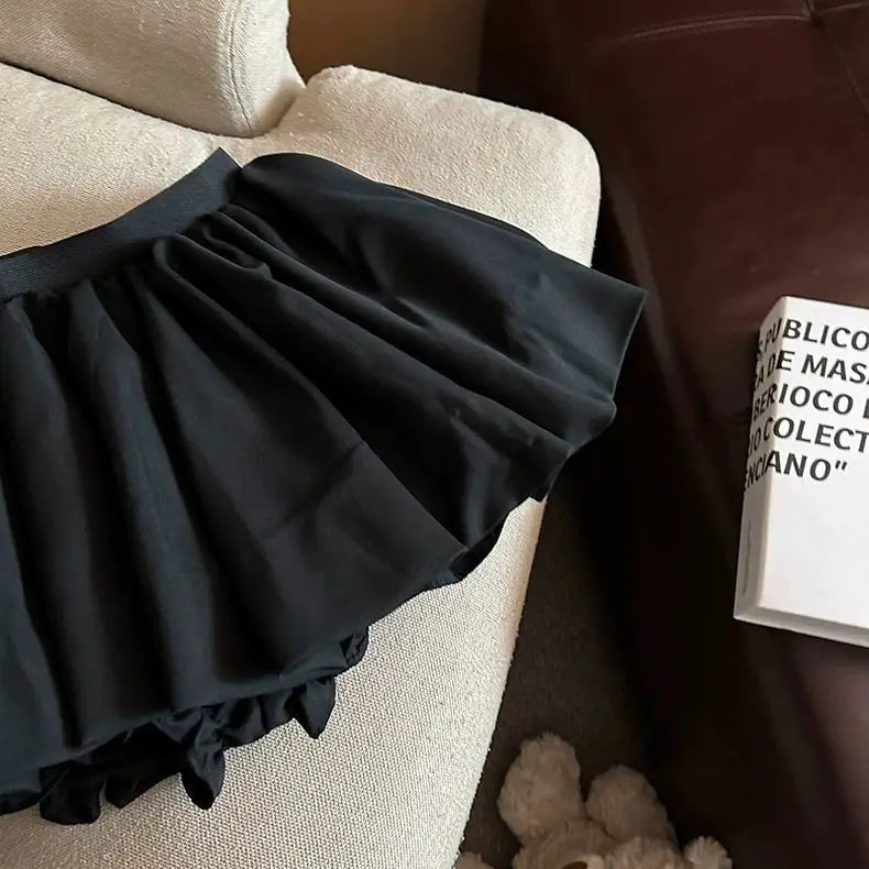 Puffy High Waisted Flower Bud Shorts Skirt