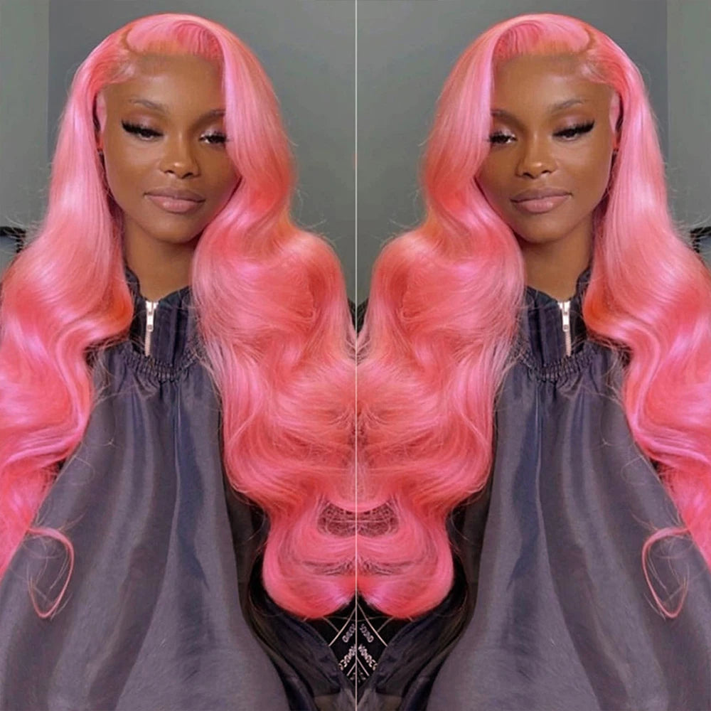 Pink Wig Body Wave 13x4 HD Lace Front Human Hair Wig