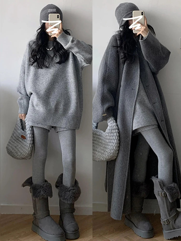 Oversized Grey Knit Co-ord Set