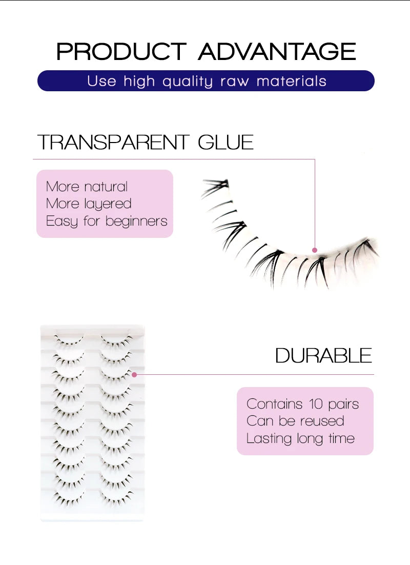 10/6/5Pairs Lower Lashes Natural Under Eye Lashes Soft 16 Different Styles False Eyelash Clear Band Faux Mink Fake eyelashes