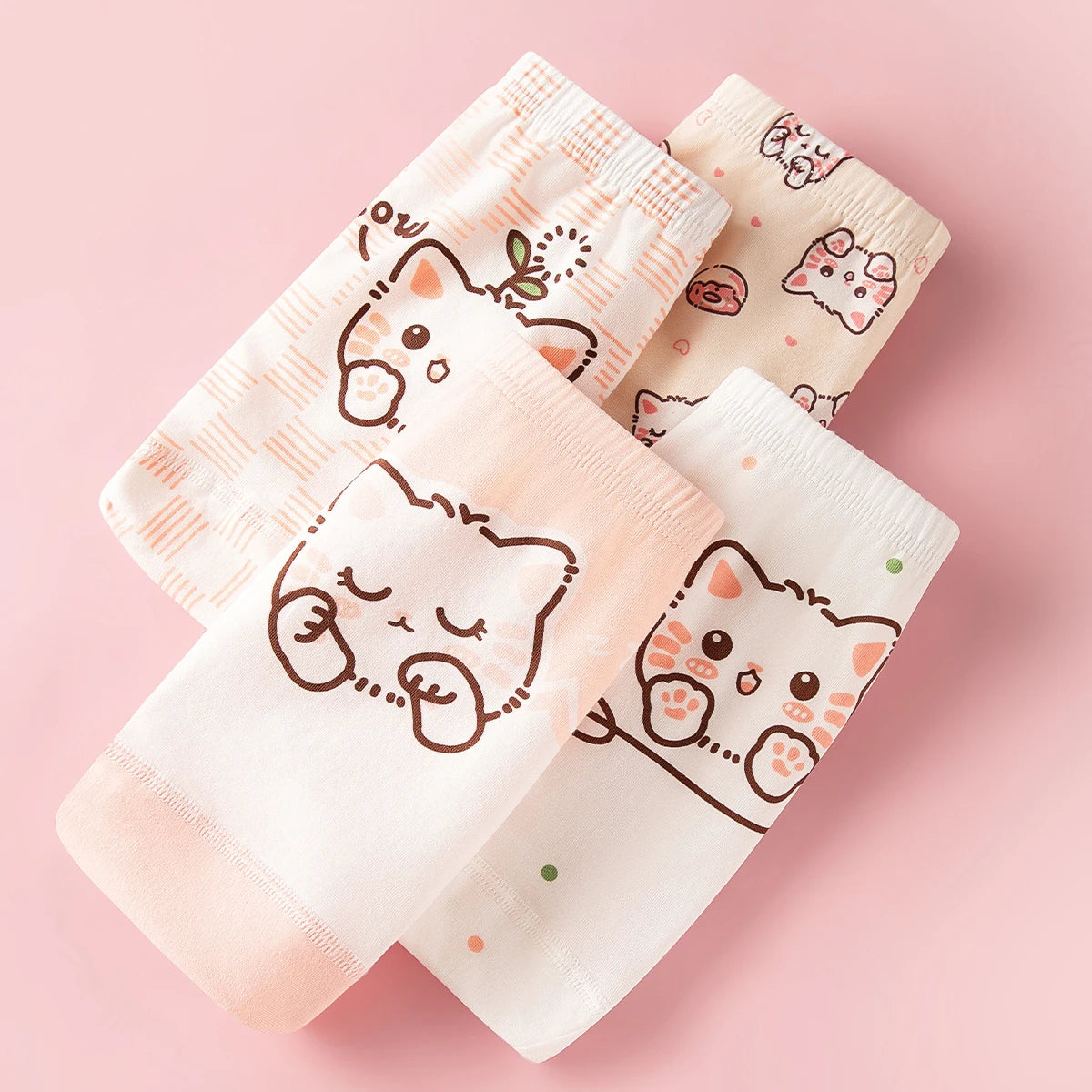 4PCS/set Girl Underwear Cotton Cute Cartoon Pet Cat Children Shorts Cute Lovely Underpants Soft Little Girls Kids Boxer Panties