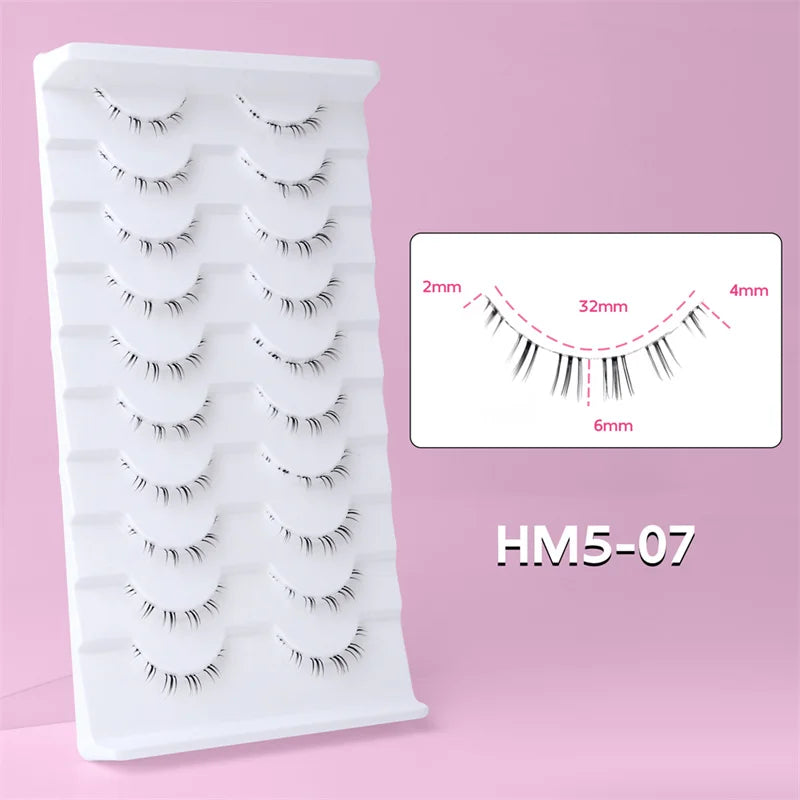 10Pairs Bottom Eyelashes Manga Lower Lashes Clear Band Wispy Small Flame Under Eye Lashes Korean Makeup Cosplay Tools