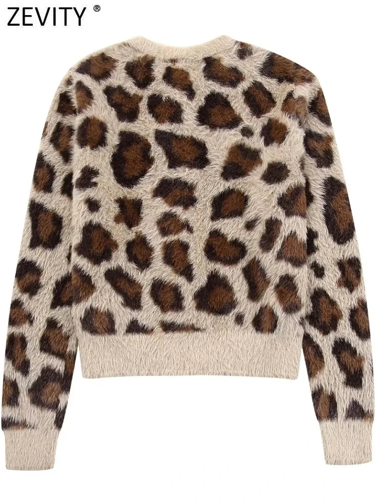 Leopard Pattern Fur Knit Sweater