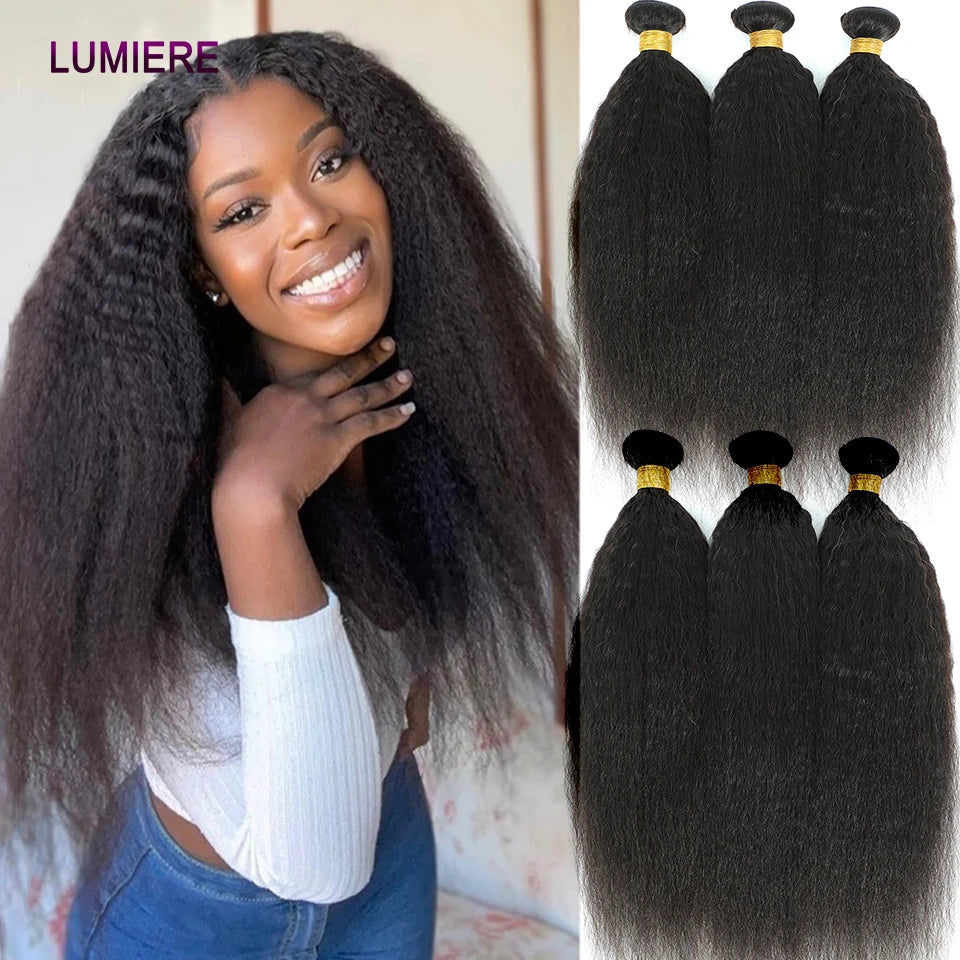 Brazilian Kinky Straight Curly Bundle Human Hair 30 34Inch Deep Wave Raw Hair Bundle 100% Unprocessed Double Weft Hair Extension