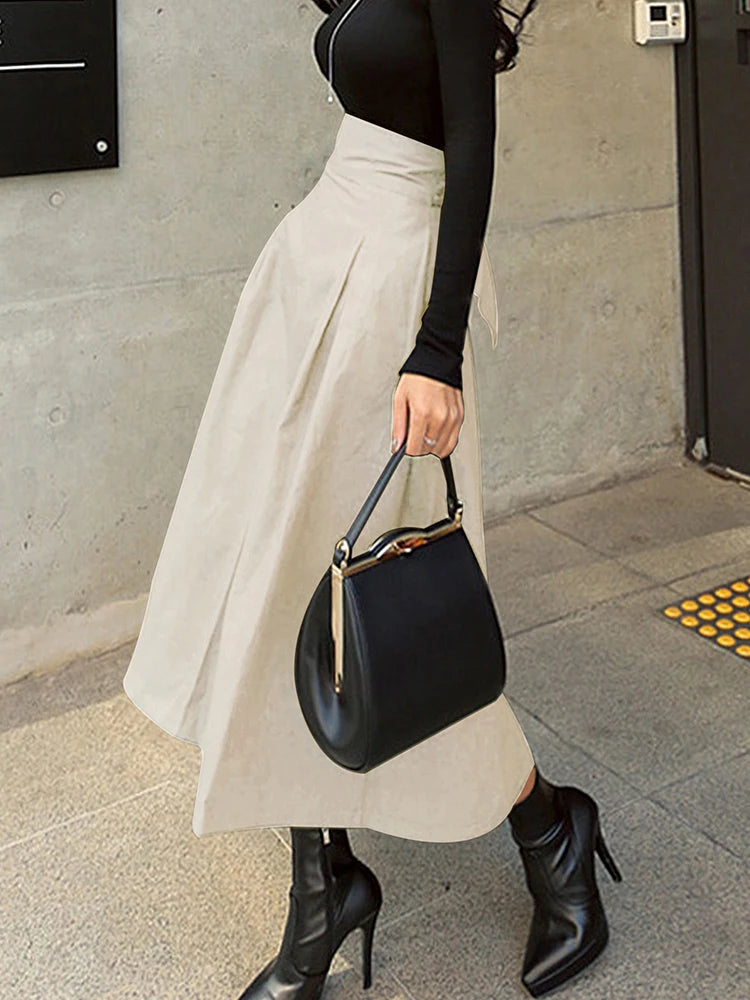 Solid A-line Skirt