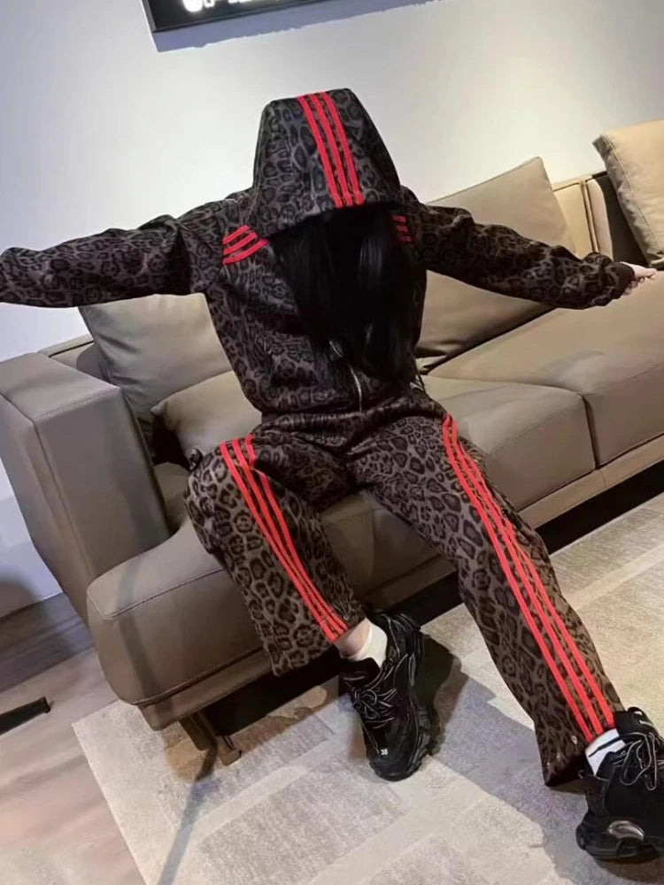 Leopard Print Sports Suit