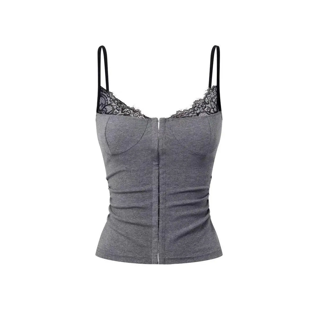 Yedinas Patchwork Lace Camis Sleevless Summer Tops Streetwear Sexy & Club Tank Tops 2000s Clothes Y2k Korean Fashion Camisole