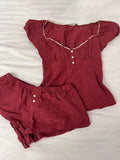 Red Plaid T-Shirt Shorts Set