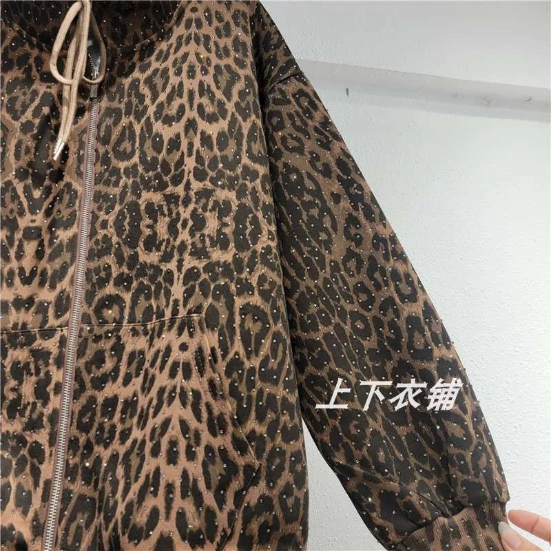 Leopard Zipper Hoodies + Pants Set