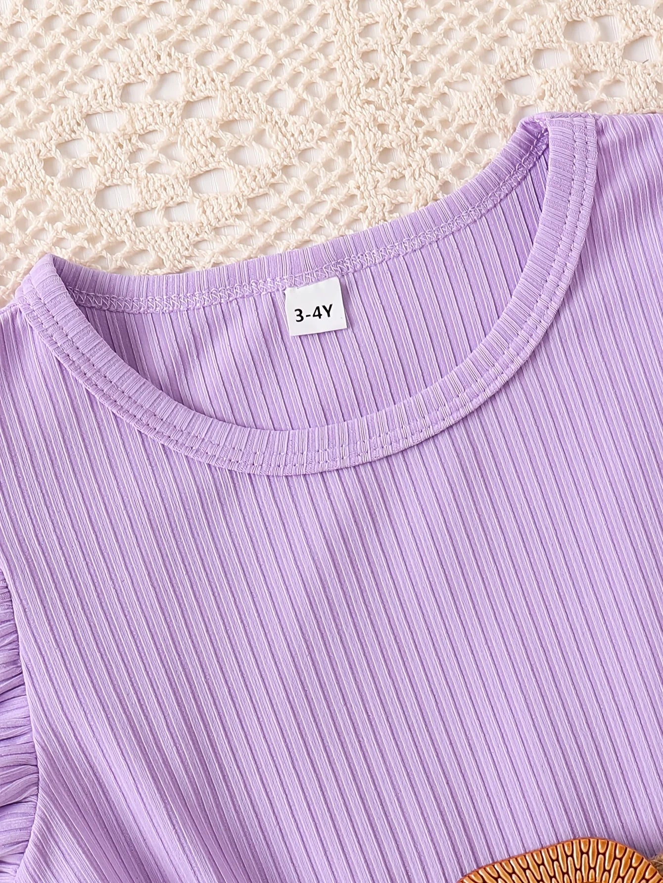 Purple White Patchwork Floral Ruffle Sleeve Dress