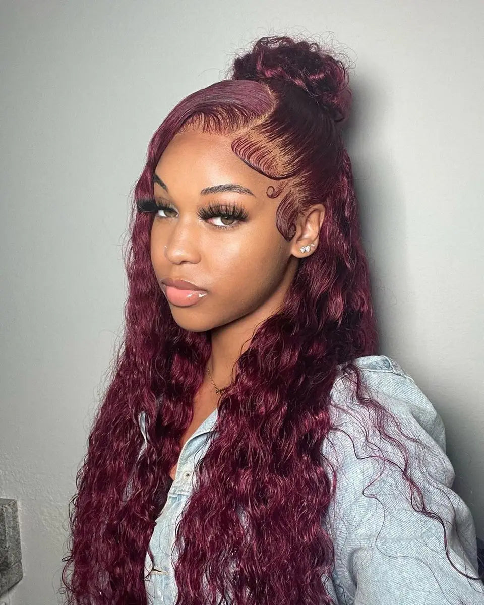 Burgundy Brazilian Deep Wave Wig