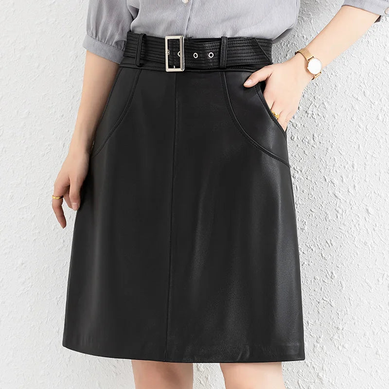 Leather A-Line Skirt