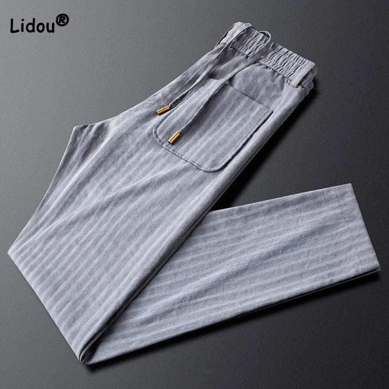 All-Match Trend Elastic Waist Straight Sports Pants