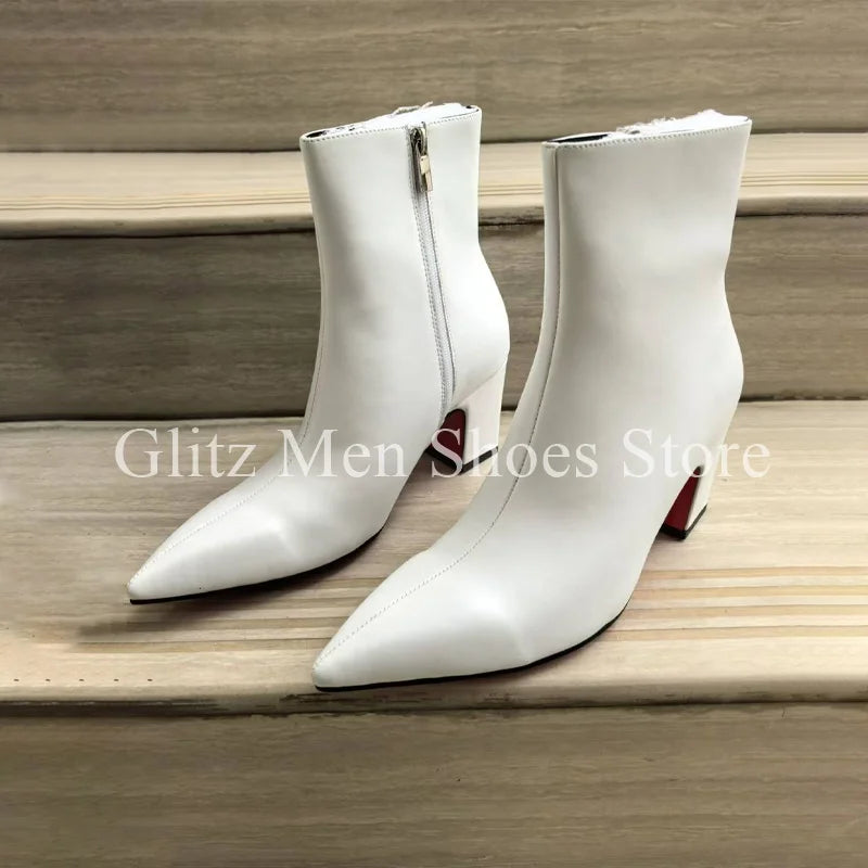 Pointed Chunky Heel Boots