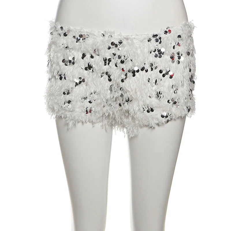 Furry Tassel Mini Shorts