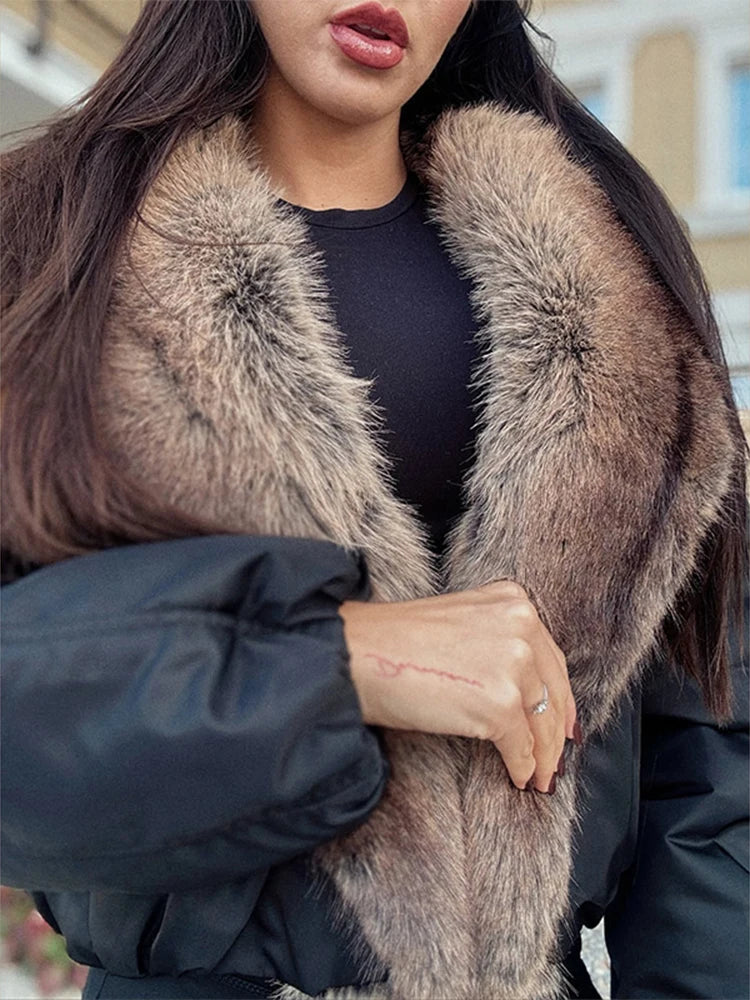 Urban Faux Fur Patchwork Cropped Coat