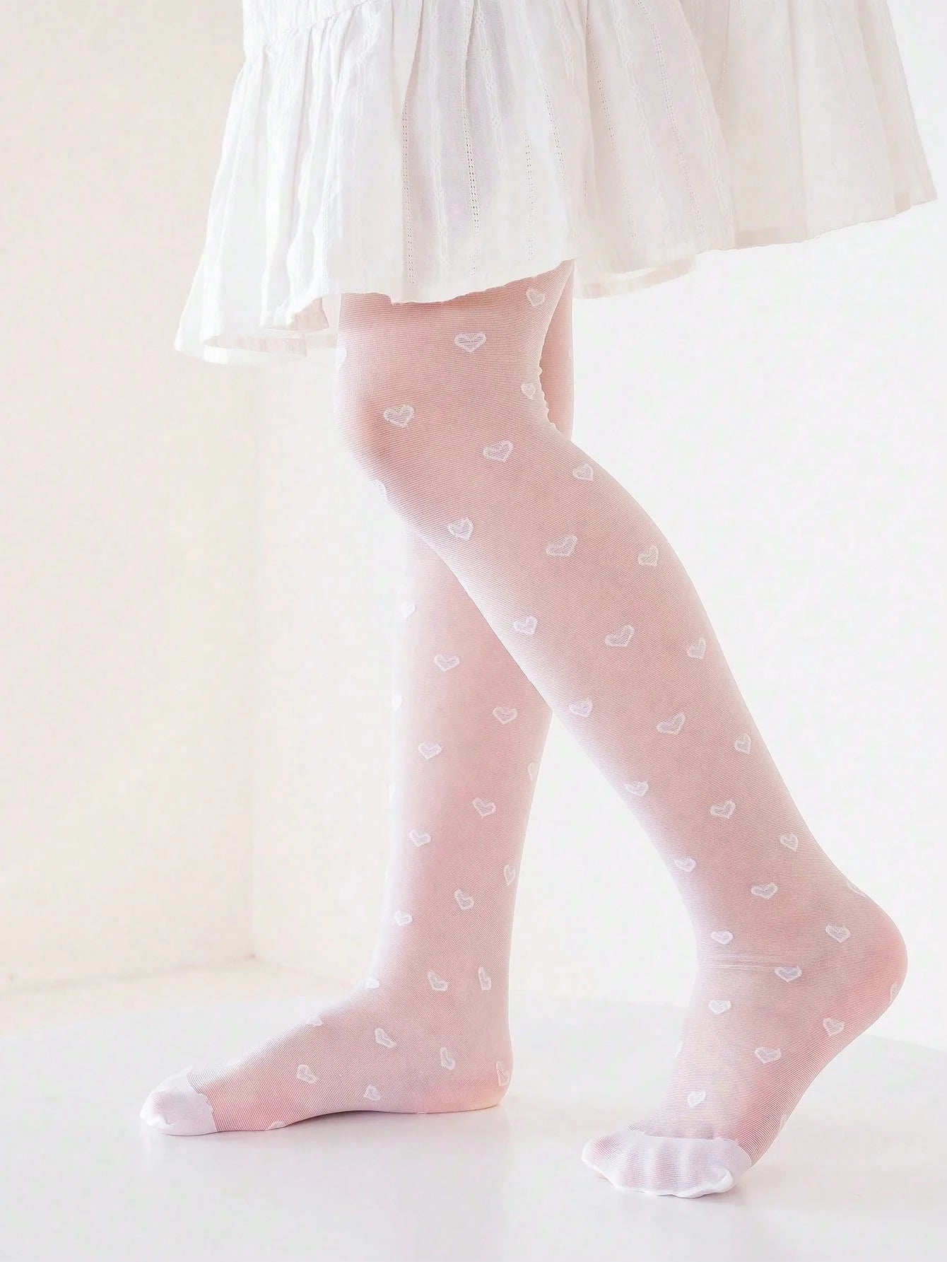 2 Pairs of Children Tight Pantyhose,Baby Girls Summer Thin Love Heart Stockings Little Princess Black,Pink Leggings Soft Hosiery