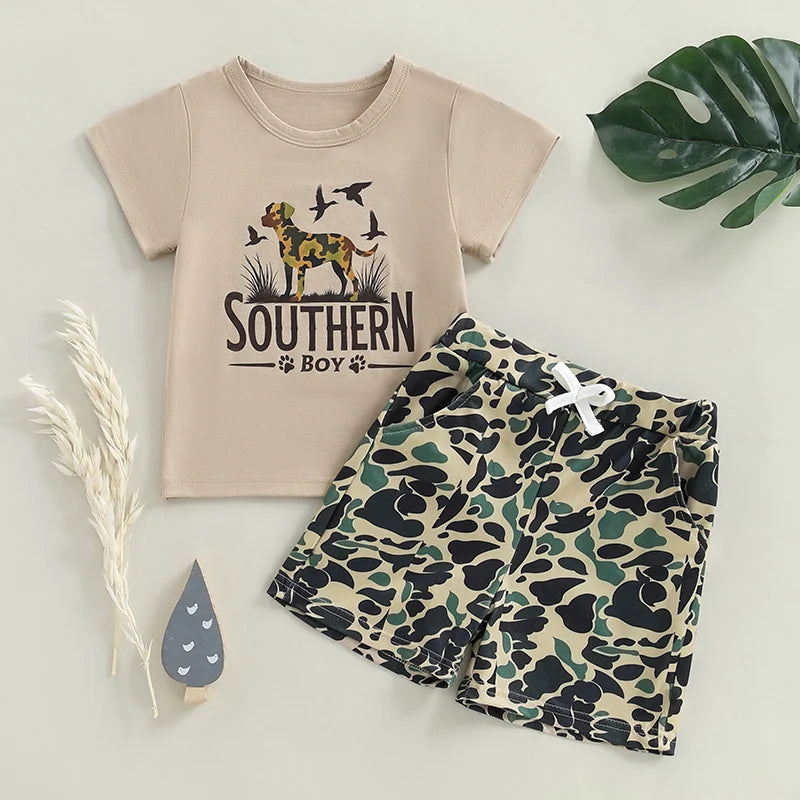 2025-01-15 Lioraitiin Toddler Baby Boy Duck Outfit Short Sleeve T-shirts Elastic Waist Shorts Summer Outfit