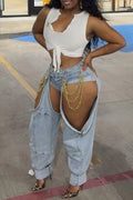 Cut Out Denim Jeans