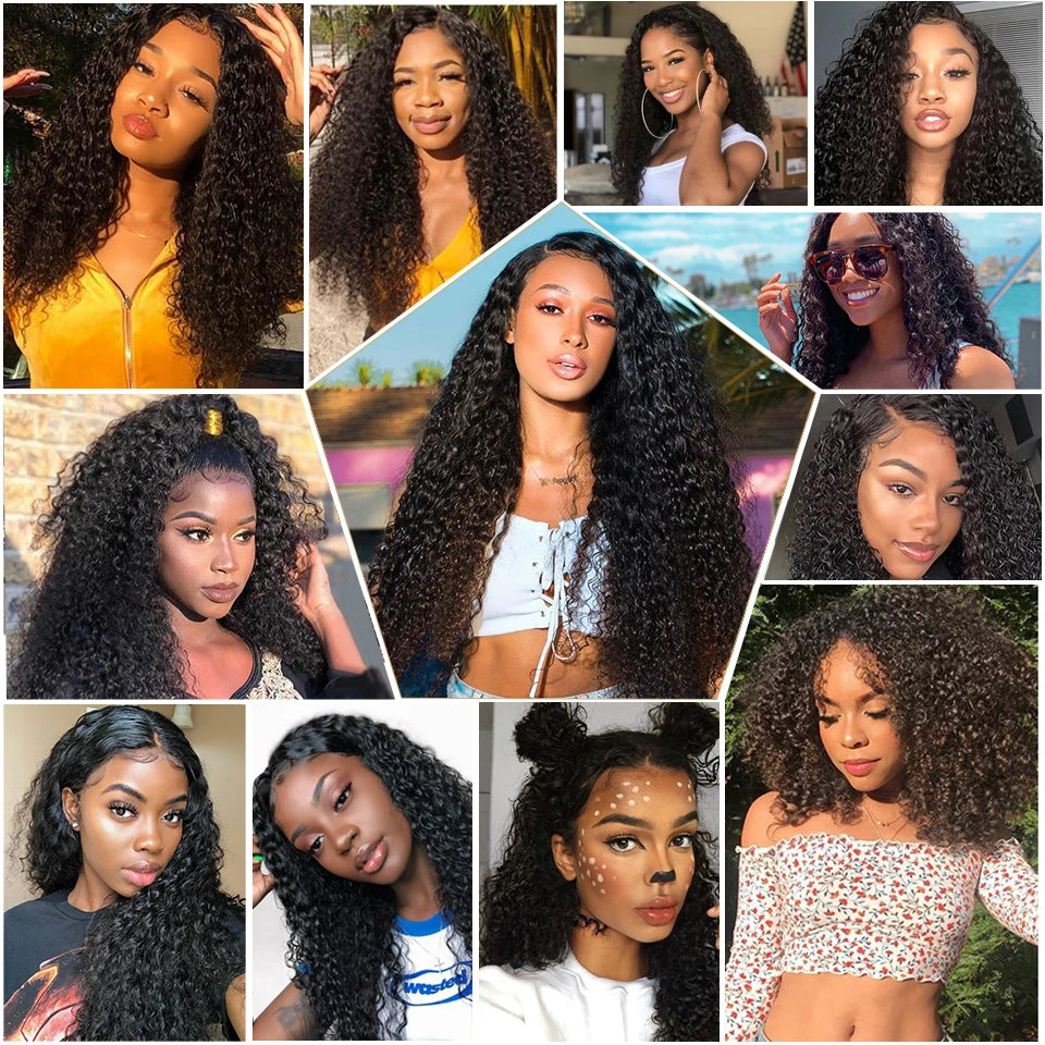 15A Malaysian Hair Bundles With Frontal Kinky Curly Bundles With Frontal 13x4 Ear to Ear Lace Frontal Human Hair Weave Extension