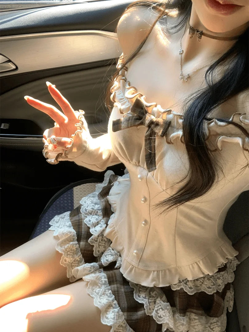 Ruffle Off-Shoulder Top + Shorts